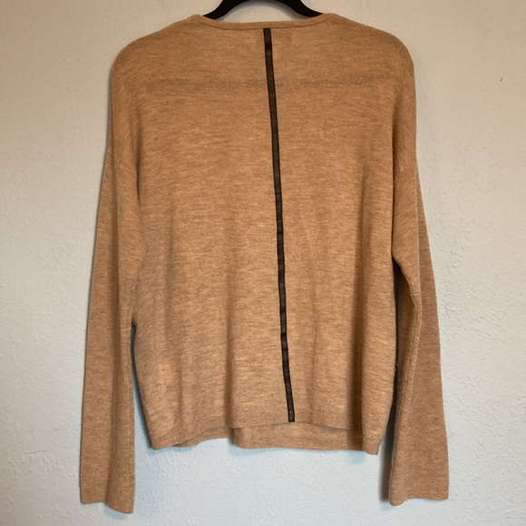 Brochu Walker Womens Size S Cashmere Sweater Camel Pullover Crewneck Back Stripe - Picture 7 of 13